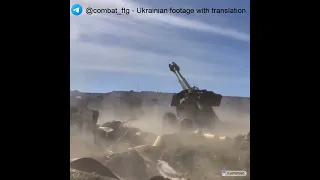 Ukraine war, a D-20 155mm artillery system is firing on Russian positions