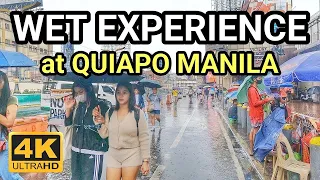 GETTING WET and ACTION | WALKING in THE RAIN at QUIAPO MANILA Philippines [4K] 🇵🇭