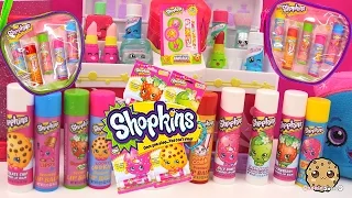 4 Flavored Shopkins Lip Balm Single Packs and 2 zip cases with 5 Scented Lipbalms Cookieswirlc