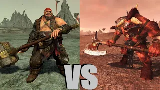 Людоеды (тяжелое оружие) vs Минотавры (тяжелое оружие): Total War Warhammer 2. тесты юнитов v1.12.1.