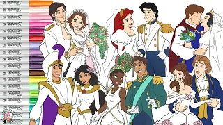 Disney Princess Coloring Book Compilation Wedding Days Jasmine Aladdin Ariel Eric Tiana Naveen Belle