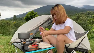 SOLO OVERNIGHT CAMPING IN MOUNTAIN – RELAXING IN THE TENT WITH THE SATISFYING SOUND OF NATURE – ASMR