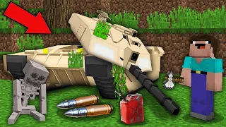 Minecraft NOOB vs PRO: NOOB RESTORED DISASSEMBLED ABANDONED 100 YEAR OLD TANK ! 100% trolling