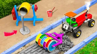 Diy tractor making asphalt road new technology | diy mini construction machine