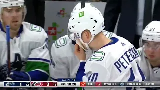 Elias Pettersson Took Skate To The Face
