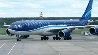 Azerbaijan Airlines flight from Moscow (DME) to Baku (GYD) on Airbus A340-500.