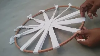 How to make simple Hula Hoop rug/doormat/carpet/ragrug/tablemat weaving,DIY T-shirts recycling ideas