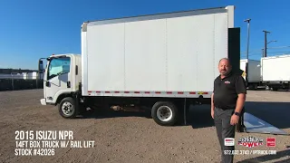 14ft Box Truck | 2015 Isuzu NPR with Rail Lift | Moving Truck Delivery Truck #42026
