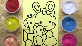Đồ Chơi Tô Màu Tranh Cát: Thỏ Con Ôm Quà - Color Sand Painting Toys: The Rabbit. 88.