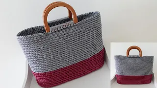 How to crochet tote basket bag finale part / crochet basket bag with base