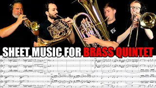 BRASS QUINTET "O Come All Ye Faithful". Merry Christmas! Sheet Music Play Along.