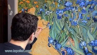 Art Reproduction (Vincent van Gogh - Irises) Hand-Painted Step by Step