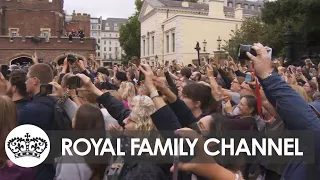 Crowds Sing 'God Save the King' Outside St James' Palace