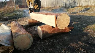 Бюджетная пилорама из старой бензопилы часть2 Chainsaw beam guide from wood part 2