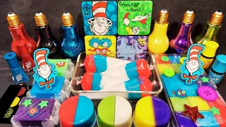 Mixing 'The Cat In The Hat' eyeshadow, glitter, makeup into slime. Satisfying video 2021 #asmr
