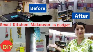 Small Kitchen Makeover in low Budget /Diy kitchen decoration and countertop organization ||