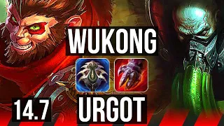 WUKONG vs URGOT (TOP) | 800+ games, 7/4/13, 38k DMG | EUW Grandmaster | 14.7