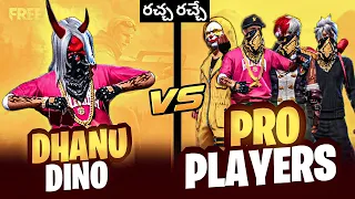 Dhanu Dino vs pro players 1 vs 4 clash squad custom room dangerous fights in free fire in Telugu