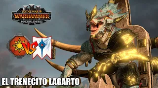 EL TRENECITO LAGARTO TOTAL WAR WARHAMMER 3 #555 BATALLA HOMBRES LAGARTO VS ALTOS ELFOS