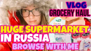 HUGE SUPERMARKET SHOPPING IN RUSSIA BROWSE WITH ME AND GROCERY HAUL. MY CAT AND HIS TWO CAT FRIENDS.