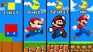 Super Mario Bros. 1-Bit vs 8-Bit vs 32-Bit vs HD but Moons = More REALISTIC... | Game Animation