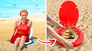 How To Make A Toilet On The Beach Easily! || Summer Hacks And Crafts