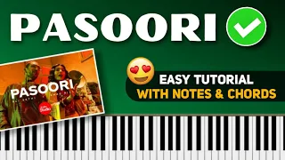 Pasoori - Best Piano Tutorial Step by Step with Notes & Chords | Ali Sethi x Shae gill | Coke Studio