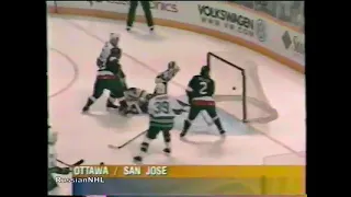 Viktor Kozlov scores vs Senators for Sharks (6 mar 1997)