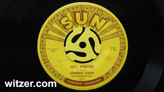 HEY PORTER - JOHNNY CASH (1955) on Sun Records 45RPM with original pressing push marks in label