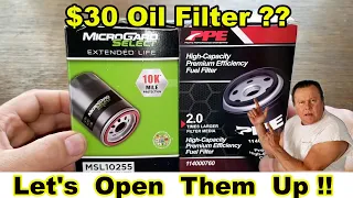 MicroGard Select Oil Filter MSL10255 vs. PPE Oil Filter 114000760 Oil Filter Cut Open Comparison