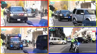 Police & Secret Service escorting Donald TRUMP  in London