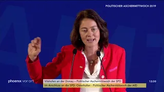 Politischer Aschermittwoch der SPD: Rede von Katarina Barley am 06.03.19