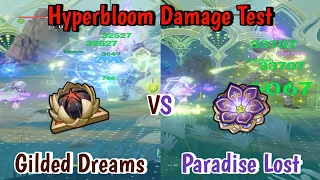 Kuki Shinobu Gilded Dreams vs Paradise Lost Hyperbloom Damage Comparison | Genshin Impact