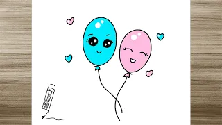 How to Draw Cute Balloons, Easy Drawings