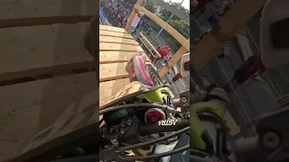 Massive crash at RedBull Romaniacs prologue. Broken subframe! Big cheers from crowd. POV