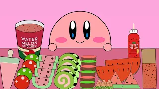 Kirby Animation -  Watermelon Dessert Ice Cream Tanghulu Macaron Jelly Mukbang #kirby