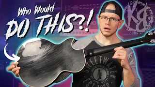 Can we turn this TRASHED Epiphone into the ULTIMATE Les Paul Custom?! | Restoration & Mod VLOG