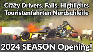 NÜRBURGRING 2024 SEASON START! Fails, Crazy Drivers, Highlights Touristenfahrten Nordschleife