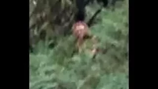 Pe Grande Sasquatch Yeti Ogro Duende Gnomo Guardiao Mulher tira foto numa trilha