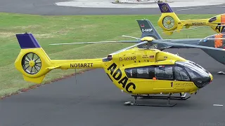 H145 D-HYAR with 5 rotor blades. Very close ups. Static.