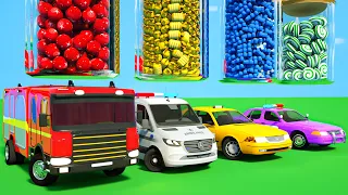 Wheels on the Bus - Crash Candy Jars Color Learning| Finger Family +more Nursery Rhymes & Kids Songs