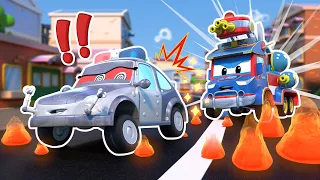 Brave Super FIRETRUCK saves the city from BAD POLICE ROBOT | Road safety | Super Truck Cartoons