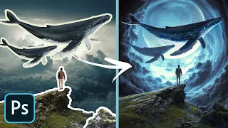 Fantasy whale-Photo Manipulation Speed Art | Photoshop Tutorial