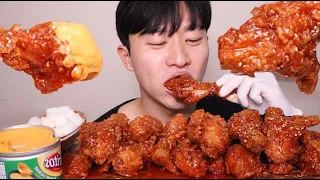 (SUB) Spicy & Sweet Fried Chicken ! ! ! MUKBANG ASMR eating show
