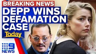 Johnny Depp celebrates defamation verdict, Amber Heard ‘heartbroken’ | 9 News Australia