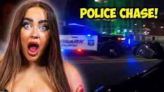 CAR GIRL REACTS TO SQUEEZE BENZ POLICE CHASE AND STREET DRIFTING!