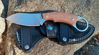 LionSteel H1 Natural Micarta M390 Sheepsfoot Karambit Ring EDC Fixed Blade Knife Video