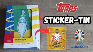 Topps UEFA Euro2024 Mega Sticker Tin Opening! | Gold Signature Sticker Pull