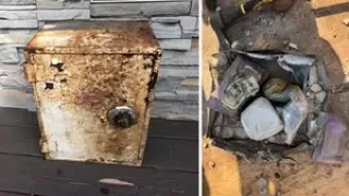 Landscapers discover safe in yard 7 years after it was stolen