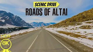 Snow-Covered Roads of Altai Mountains - Chuycky Tract: Aktash - Ongudayskoe - 8K HDR Scenic Drive